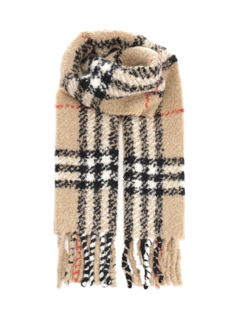 Burberry Check Alpaca And Wool Blend Bouclé Scarf Scarves And Foulards - Marrone | 65a8db1eff6752df06839b015230e9ad64996bb3
