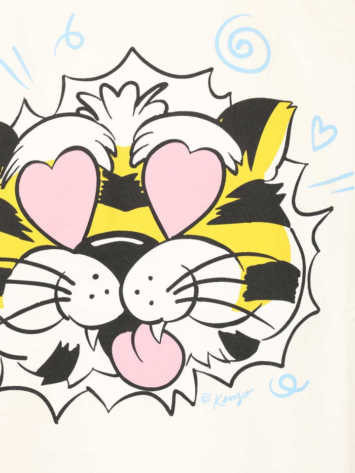 Kenzo Kenzo Wild Tiger Oversize T-Shirt - Bianco | 9e746bd854e43e79802911343152cdcaf39983ed