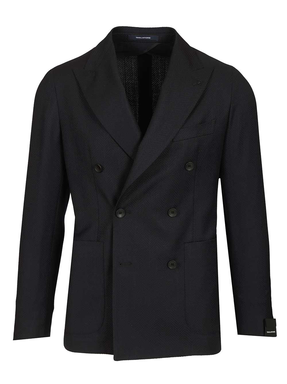 Tagliatore Double-Breasted Herringbone Fabric Blazer Giacche - Blu | b11c992a3e911600e150db7be1d5db2581658076