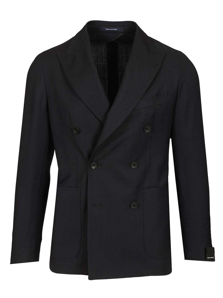 Tagliatore Double-Breasted Herringbone Fabric Blazer Giacche - Blu | b11c992a3e911600e150db7be1d5db2581658076