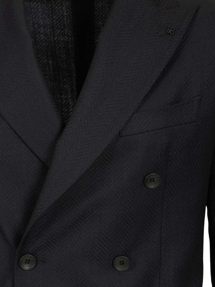 Tagliatore Double-Breasted Herringbone Fabric Blazer Giacche - Blu | 12ffb572155f894e871bc289bebf6cce11c41459