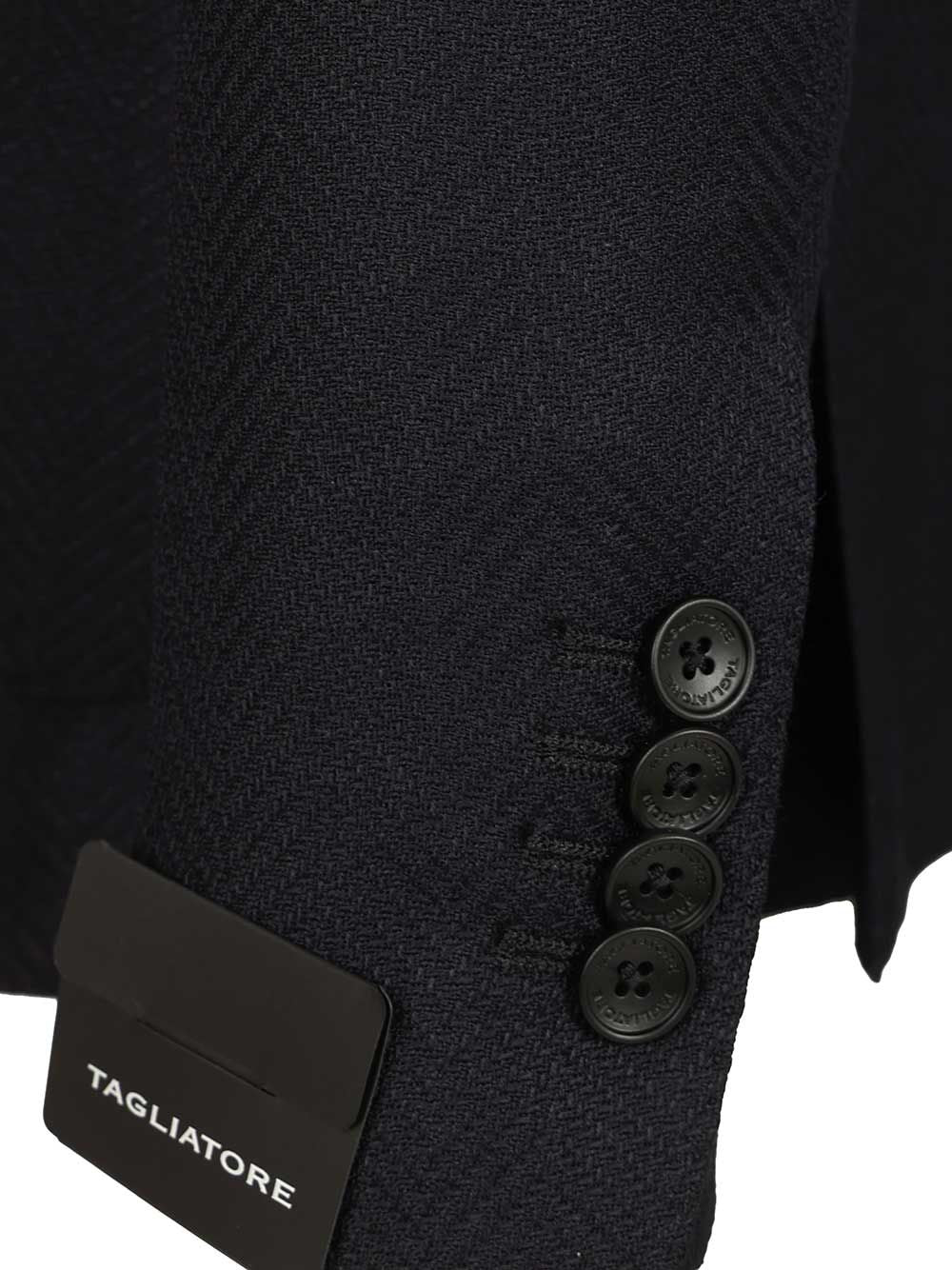 Tagliatore Double-Breasted Herringbone Fabric Blazer Giacche - Blu | 6392b9e3858a9b680c2d91cdeb771e7e5e6ffeaf