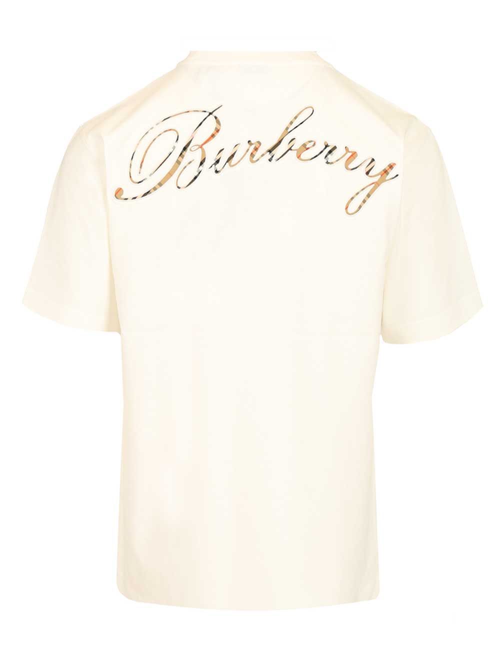 Burberry With Embroidered Burberry Logo T-Shirt - Bianco | 65b1ecc92e59c6f20c539b71bde07b8bcac4db36