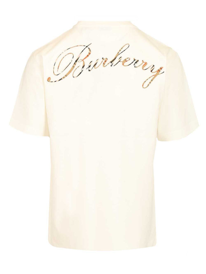 Burberry With Embroidered Burberry Logo T-Shirt - Bianco | 65b1ecc92e59c6f20c539b71bde07b8bcac4db36