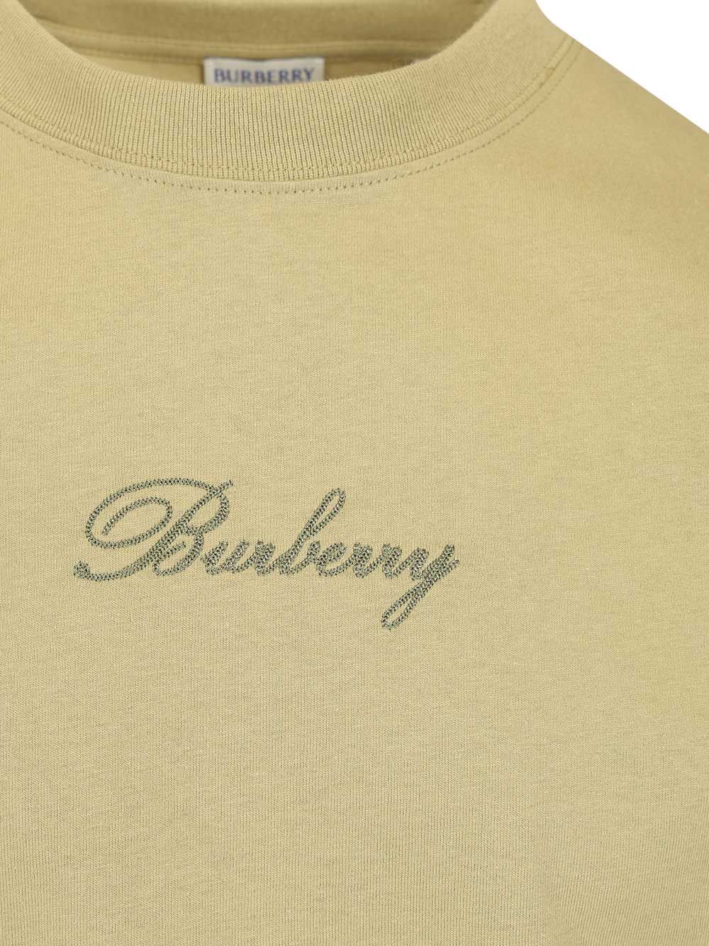 Burberry With Embroidered Burberry Logo T-Shirt - Verde | 8b24b99405a8cf3cdd4221956e551b8782e30d05