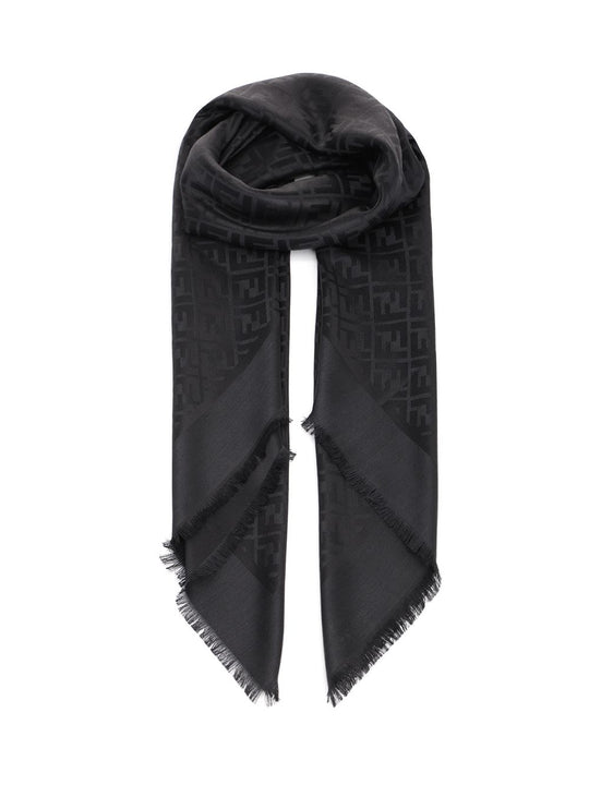 Silk And Wool Shawl Scarves And Foulards Nero