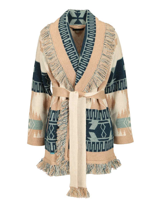 Icon Jacquard Cardigan Chalk Sand Knitwear Beige