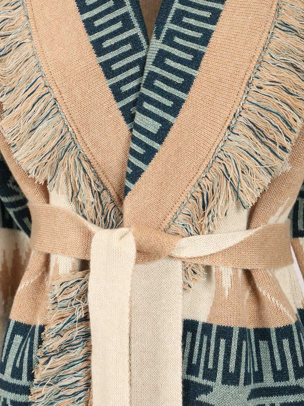 Alanui Icon Jacquard Cardigan Chalk Sand Knitwear - Beige | 43cbaa0f6b345d332c88bb45c41d889d08fc1b21