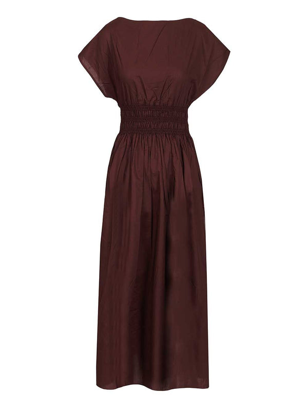 Shirred Waist Midi Dress Abiti Bordeaux