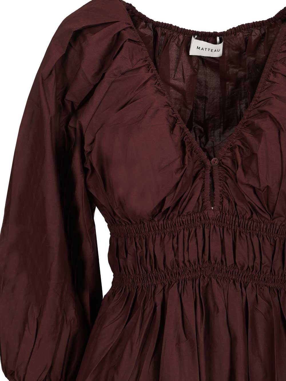 Matteau Shirred Plunge Button Dress Abiti - Bordeaux | 679f1bdf4a2ba5ab77ac6c6f4880a76300507b15