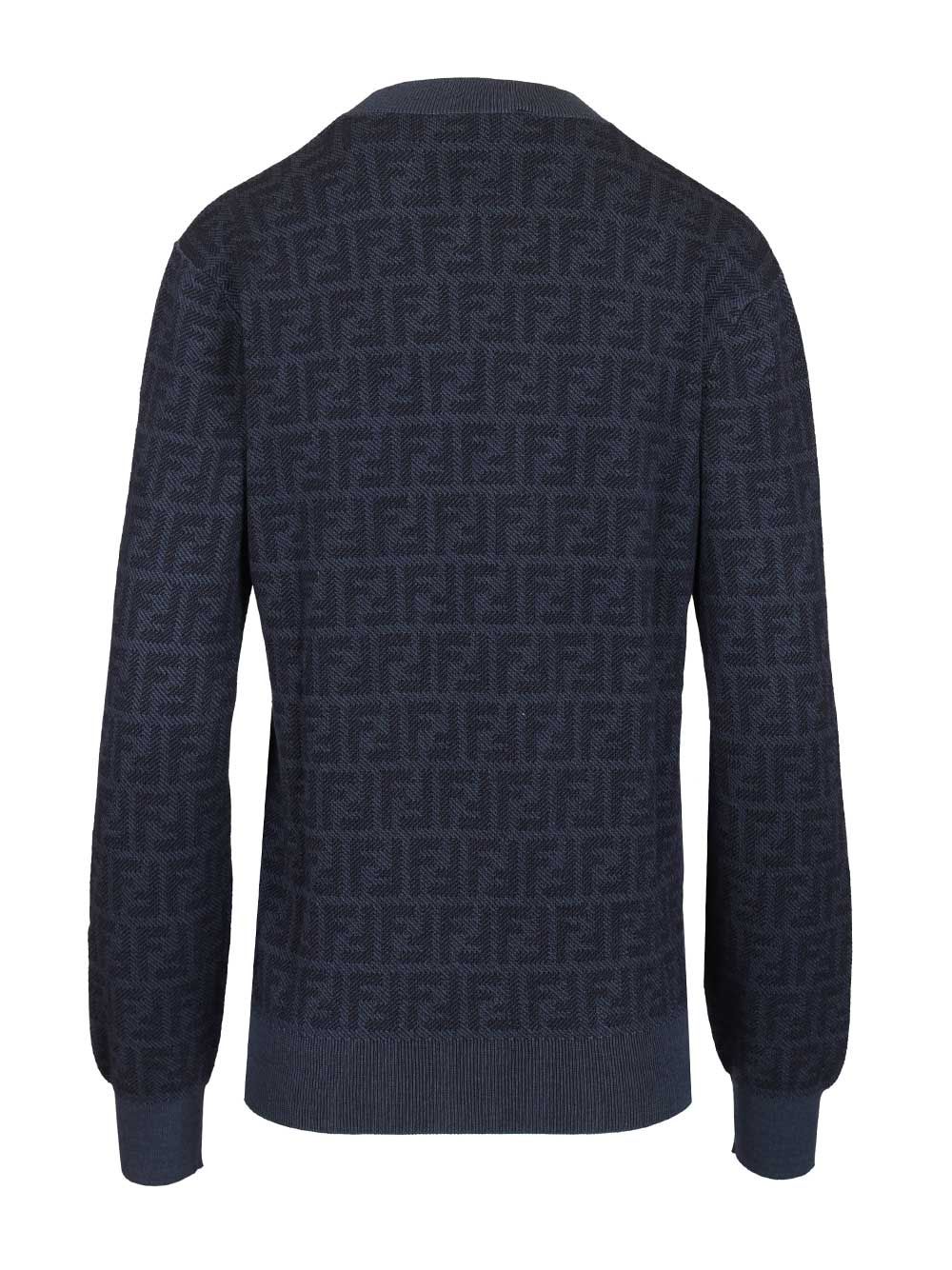 Fendi Pull Ff Denim Knit Knitwear - Violet | b87307360bb1ca2c0cd32fc2f031d811f39a592c