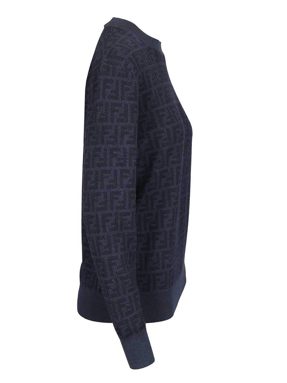 Fendi Pull Ff Denim Knit Knitwear - Violet | 3247adae8ed24bb2bef0ec99cfc0ba5275f5795c