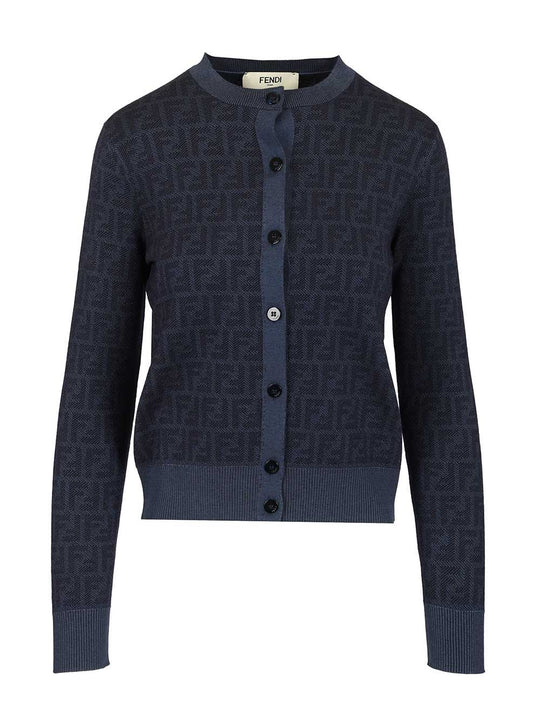 Ff Wool Cardigan Knitwear Violet