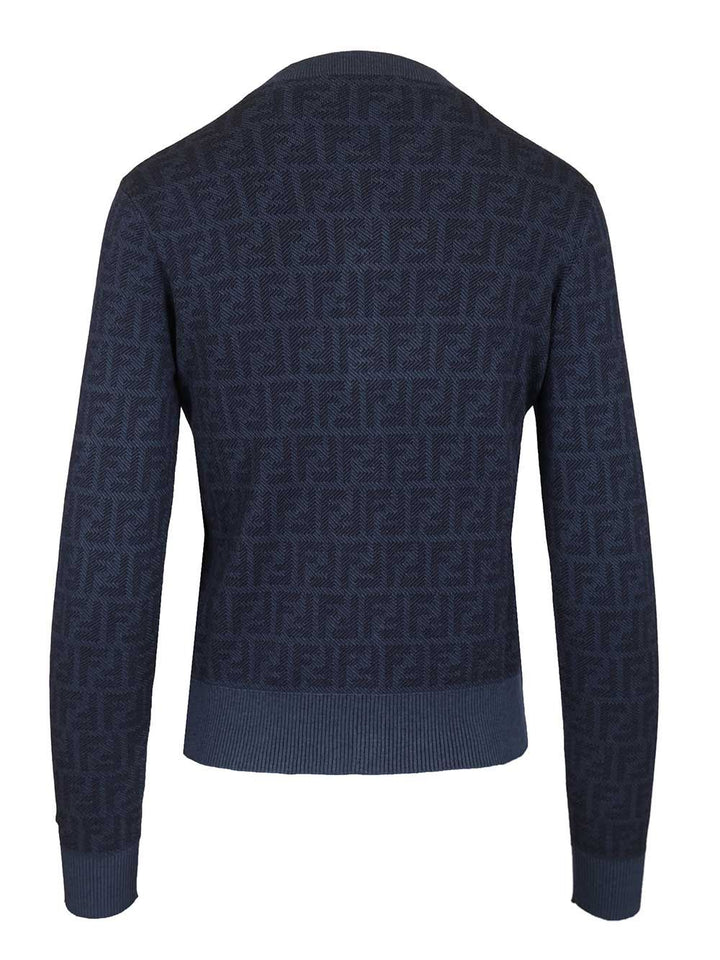 Fendi Ff Wool Cardigan Knitwear - Violet | 7213c1df80fb44888546f548cfb998afabbbddb8