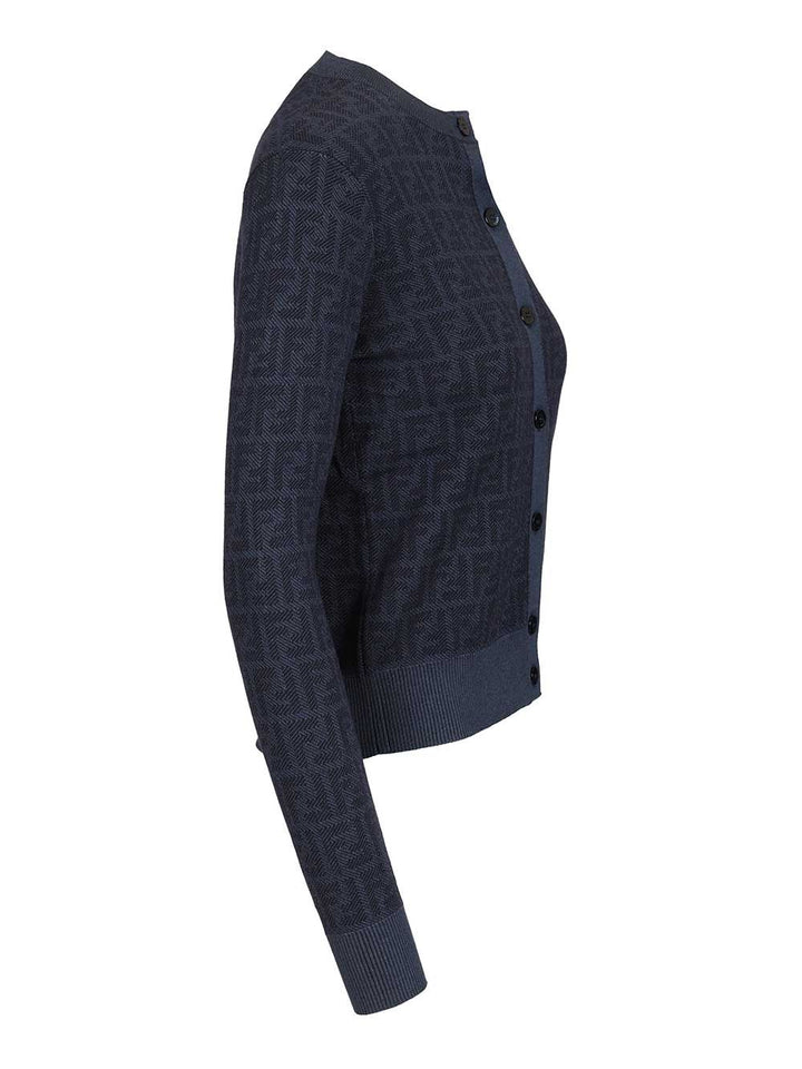 Fendi Ff Wool Cardigan Knitwear - Violet | 58284d957dceee7aedf742c7277a9ba027a72f84
