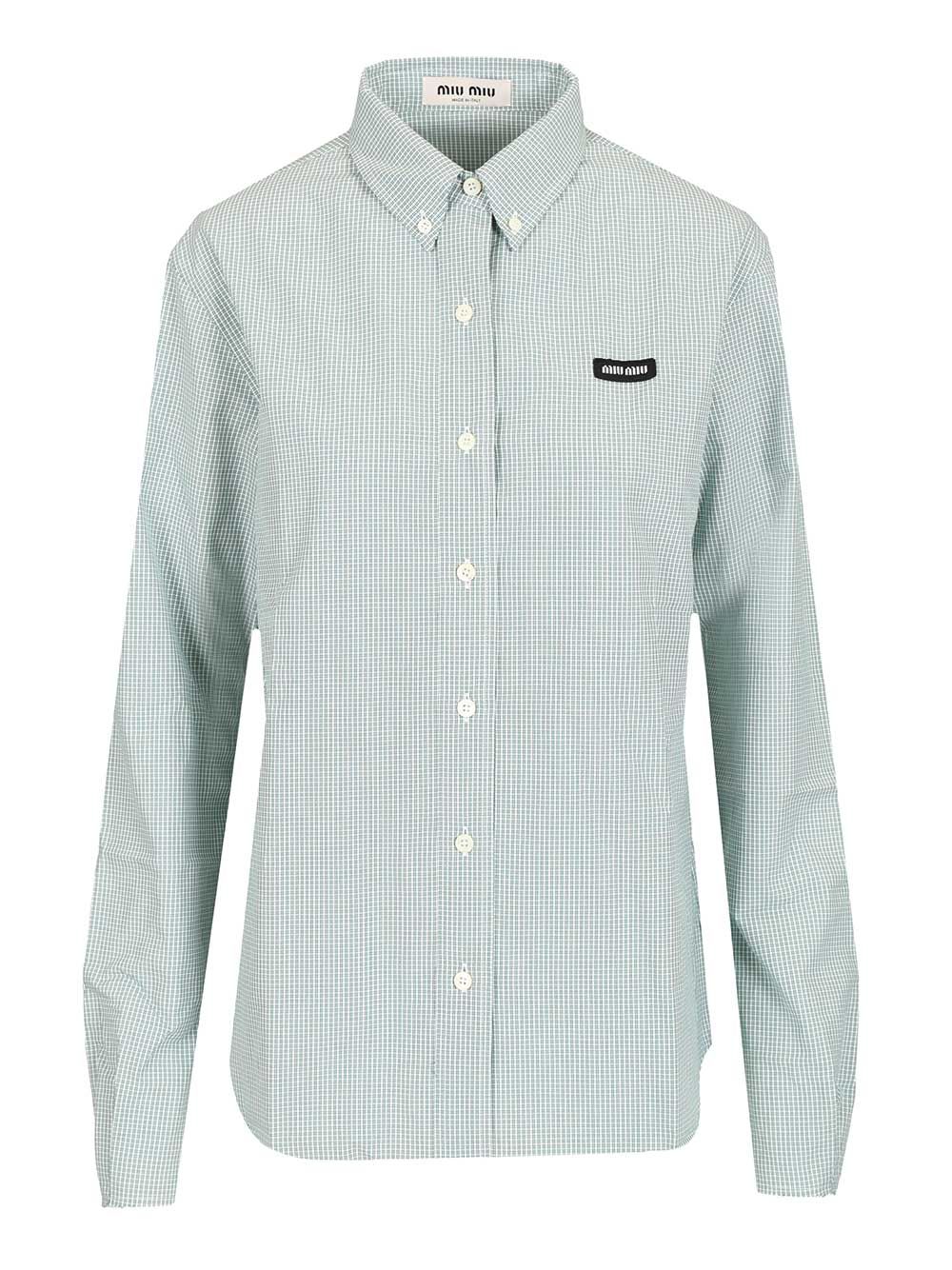 Miu Miu Poplin Shirt Shirts - Verde | 81834d810dd25fbe7dd4c4421a73deba7acdffaa
