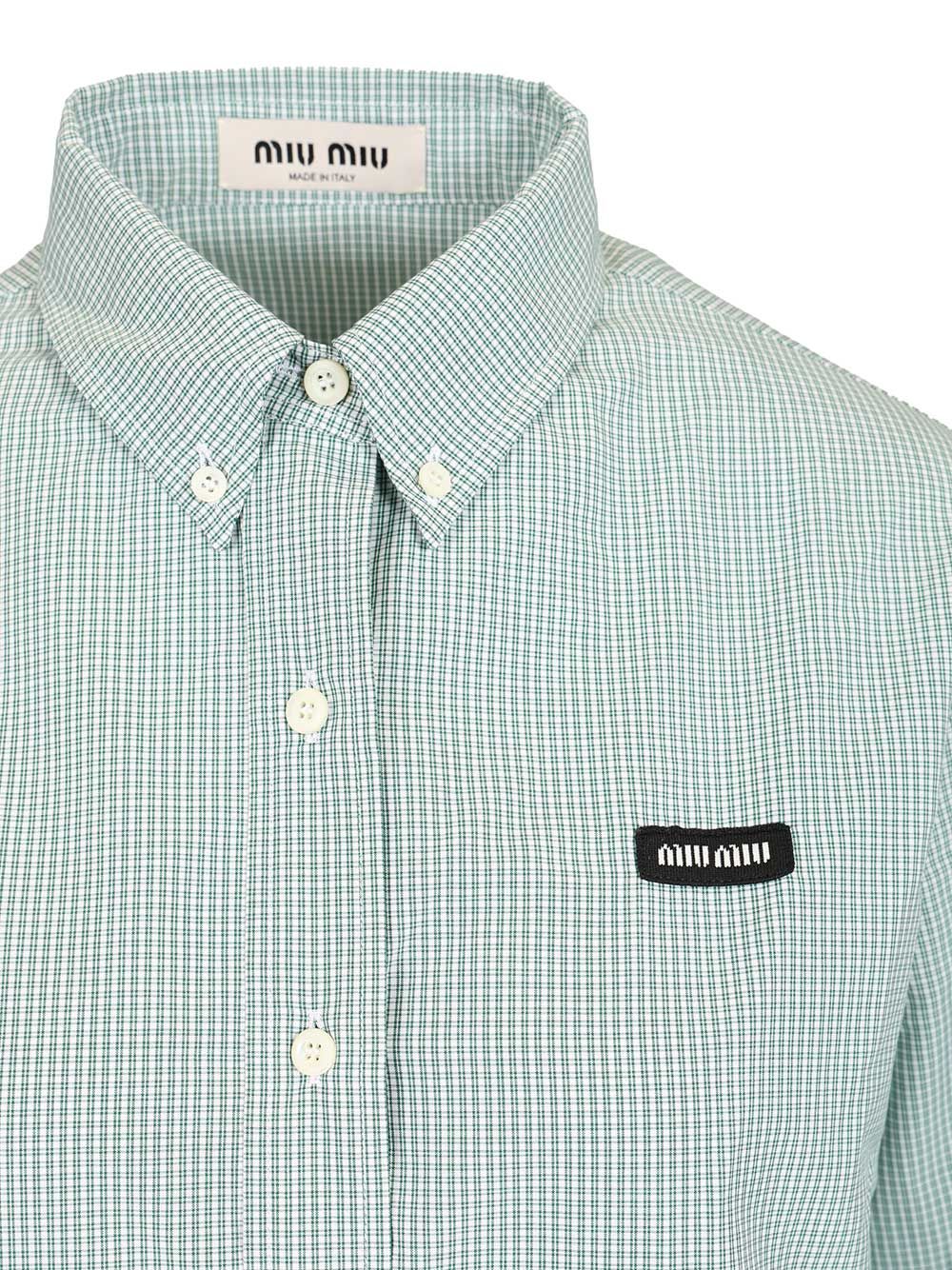 Miu Miu Poplin Shirt Shirts - Verde | d2547f14b32d9b40744331979c048168b3dd0f43