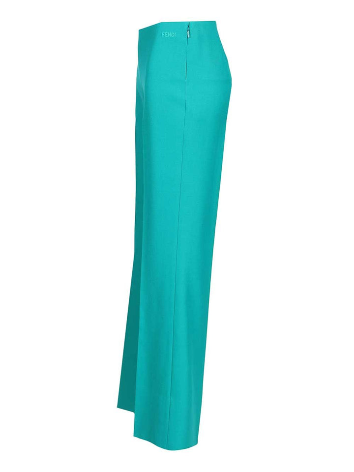 Fendi Grain De Poudre Wool Trousers - Light blue | f742c3e6c6ad2c07382f59452699a49f008adbb8