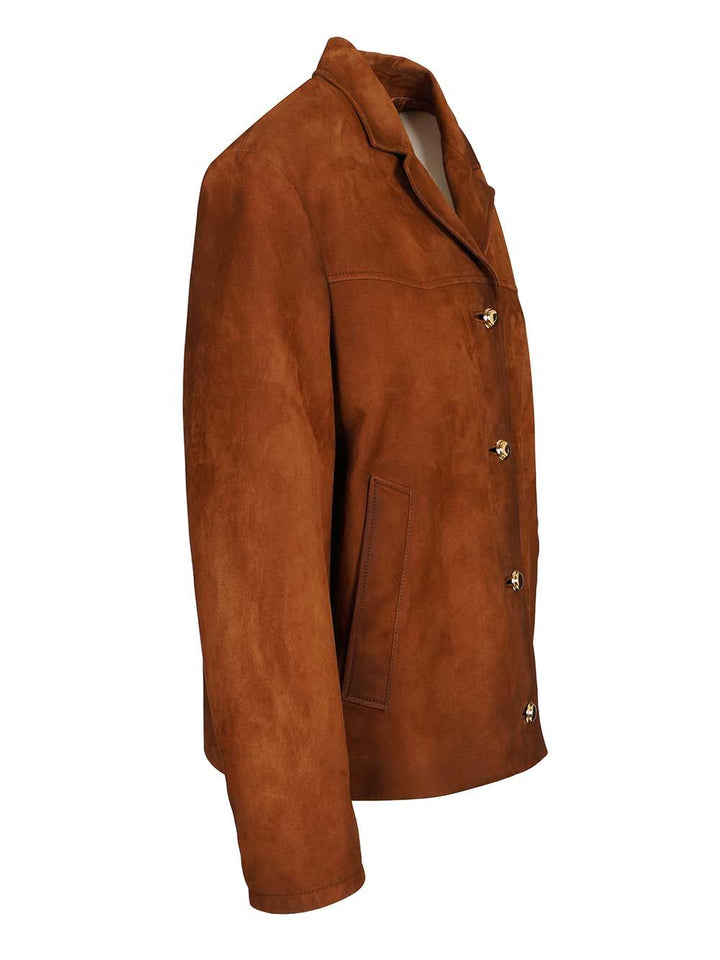 Miu Miu Suede Jacket Giacche - Marrone | 3ce115f345af04b18f4b86a7e57c16ff60f6f2a6
