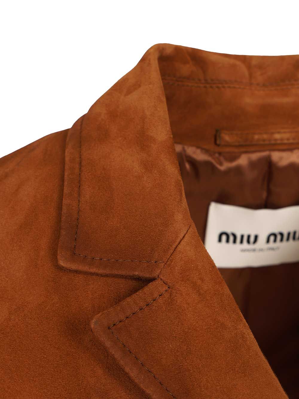 Miu Miu Suede Jacket Giacche - Marrone | 4a7162b4b54e7ed62d152f9a9869946072f1eadd