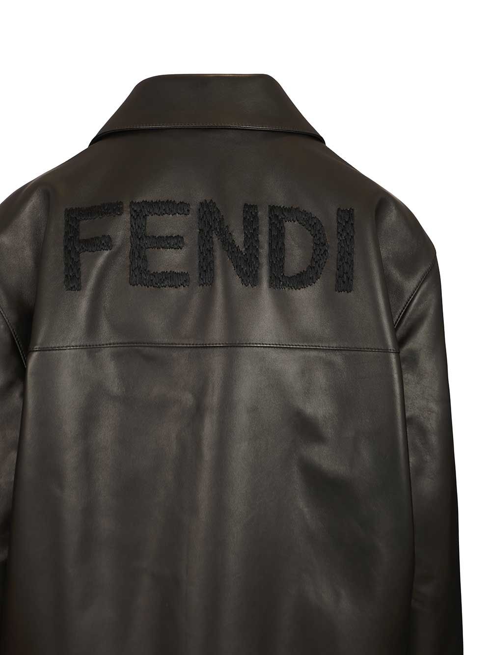 Fendi Blouson Leather Giacche - Nero | 9cbc52889a502d7060df7944faad2c15f9a6c409