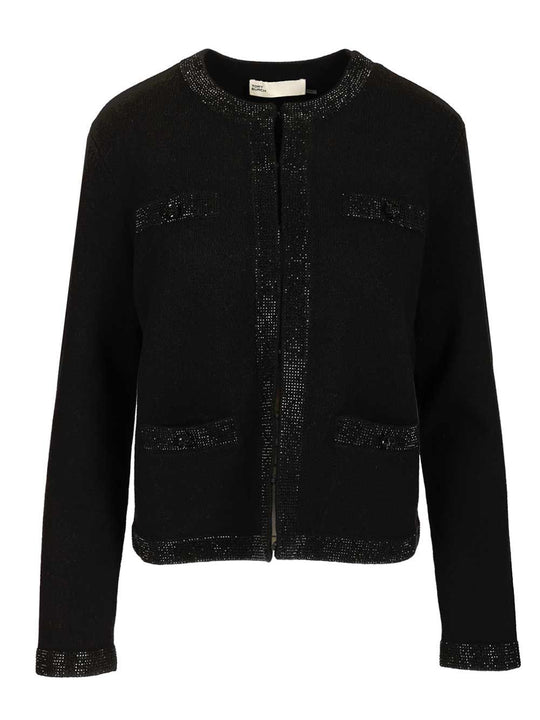 Kendra Embellished Wool Cardigan Giacche Nero
