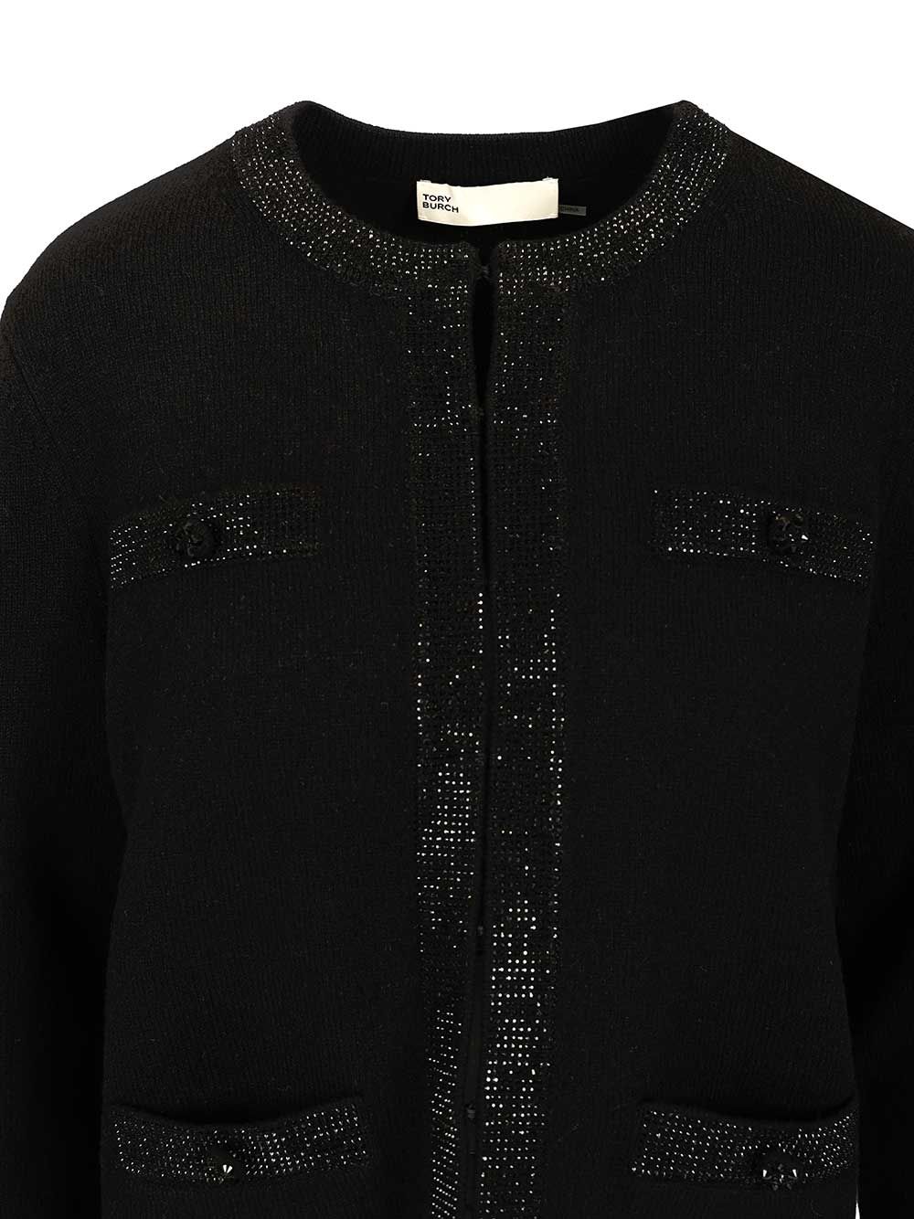 Tory Burch Kendra Embellished Wool Cardigan Giacche - Nero | 893b597151db3c05f34310e1c54d2d3c05868223