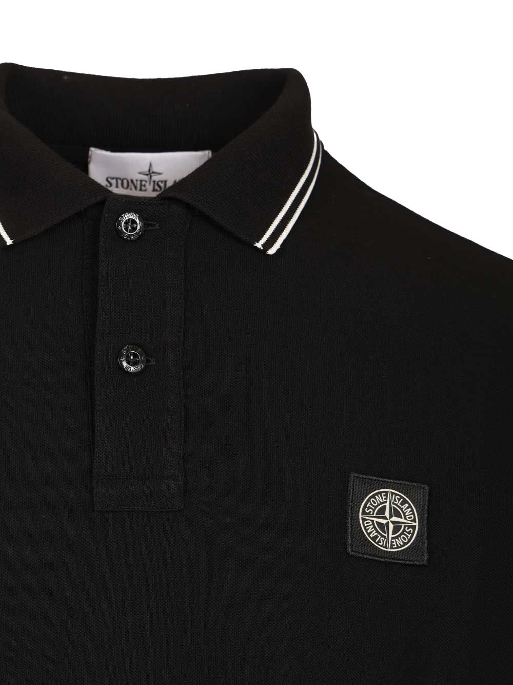 Stone Island Long-Sleeved Polo Shirt T-Shirt - Nero | c810ee94d7c15c5832c4e6230ffc0de65b284404