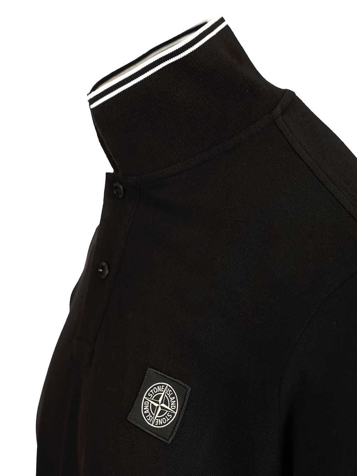 Stone Island Long-Sleeved Polo Shirt T-Shirt - Nero | e29f72001b11ab2e30d1d7918da49afbabf1612e