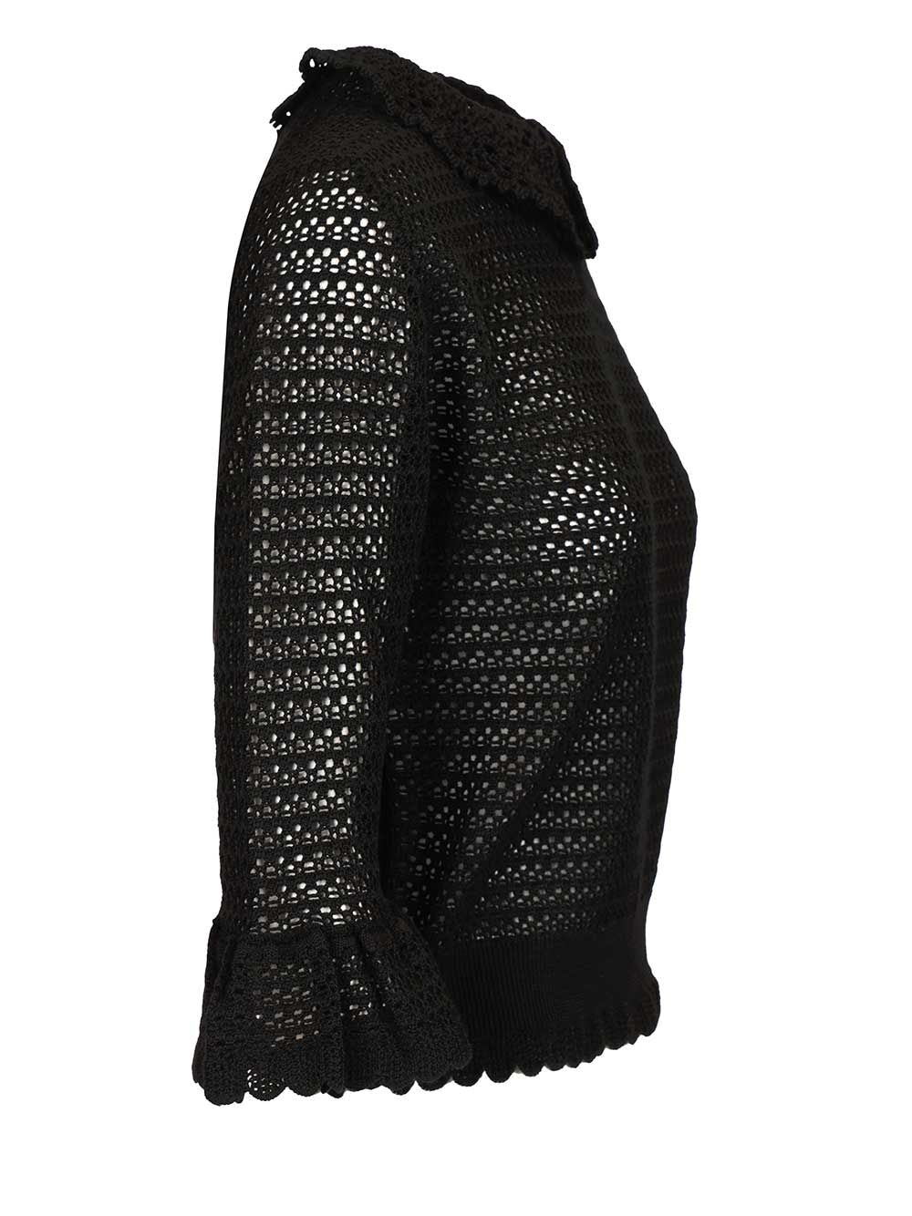 Chloe' Sweater With Collar Knitwear - Nero | b3fe739248142b8a08a9ac022578cb6d6f3ce12a