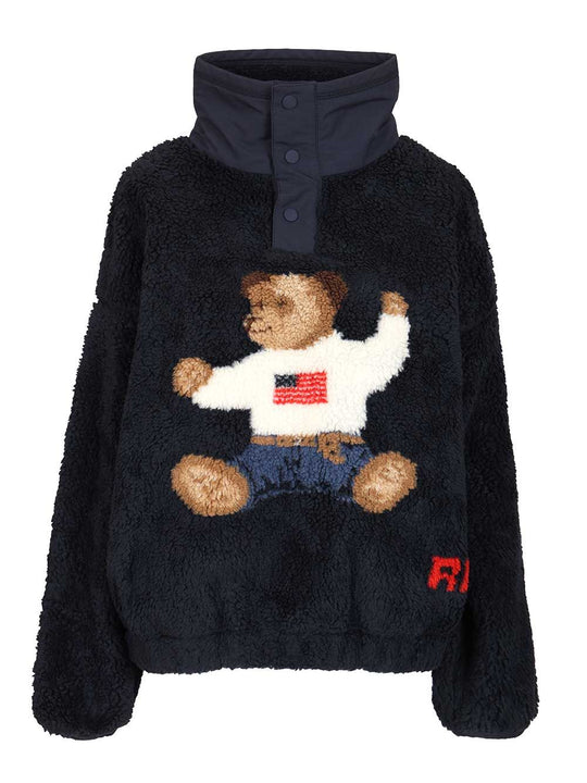 Polo Bear High-Pile Fleece Mockneck Knitwear Blu