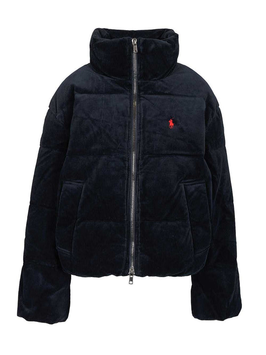 Ribbed Down Jacket Coats Blu
