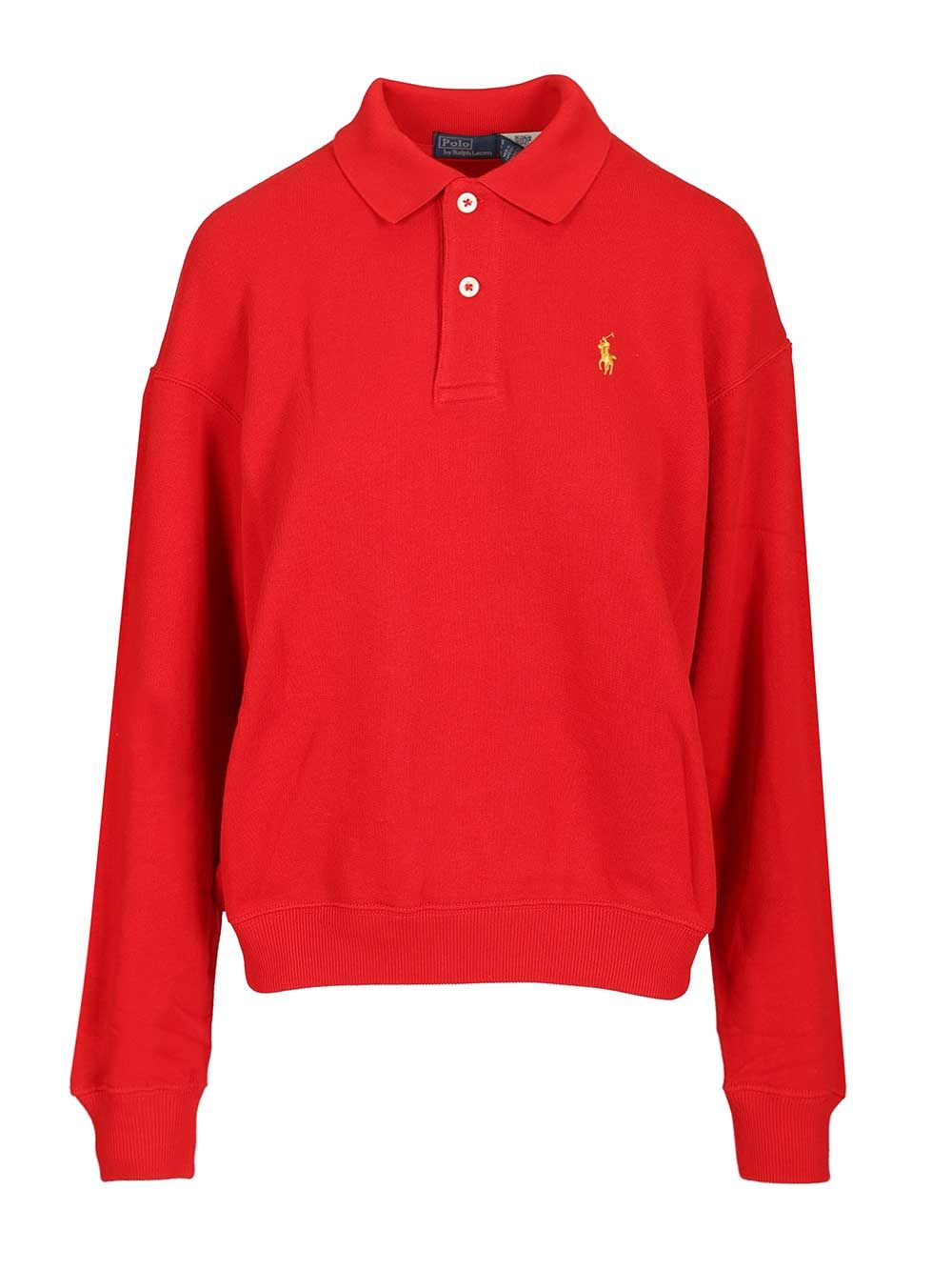 Polo Ralph Lauren Long-Sleeved Cotton Polo Knitwear - Rosso | f115bc96378ad017155c7f782fba127641c80d6a