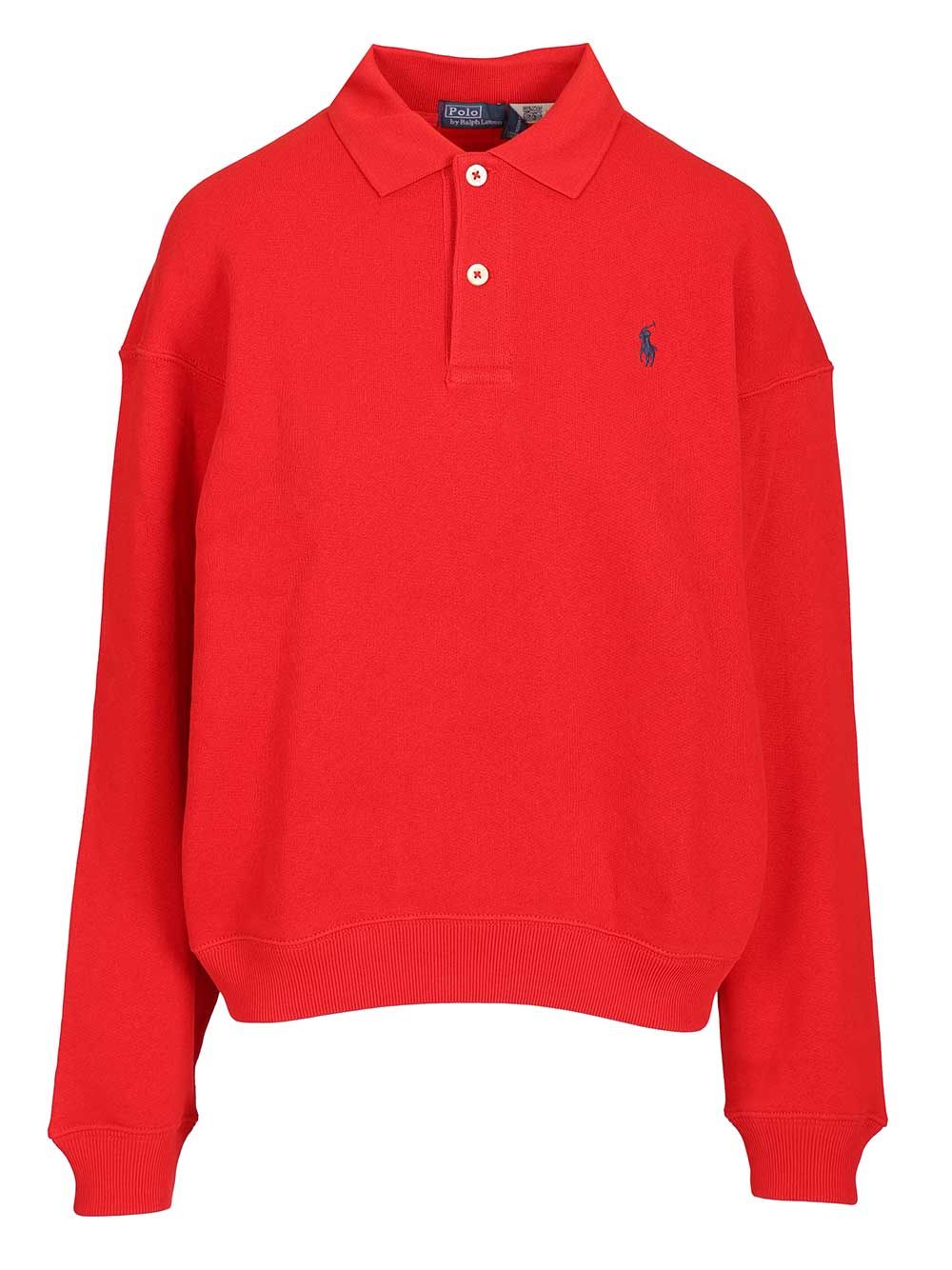 Polo Ralph Lauren Long-Sleeved Polo Shirt Knitwear - Rosso | ab6afb8a87b3ecdfe9c5332b410f1572b09609ad
