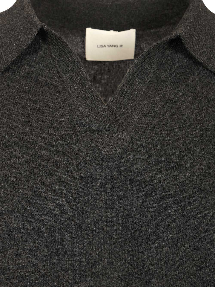 Lisa Yang Katriel Polo Sweater Knitwear - Grey | 80f7319ec91cd933fe74ab15eac569bced14b072