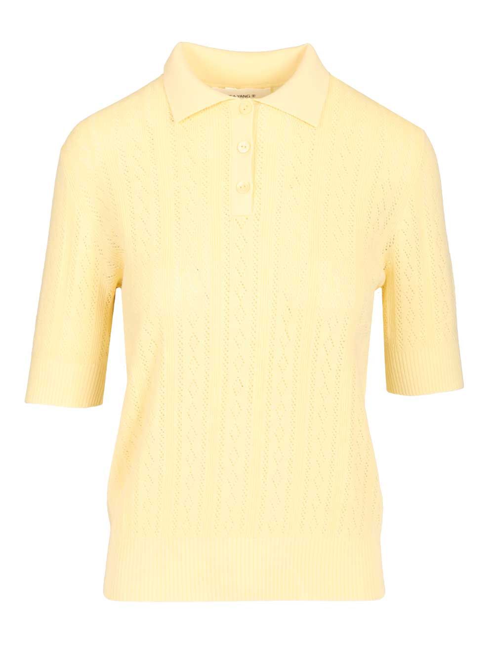 Lisa Yang Cristine Polo Sweater Lace Dimond Openwork Polo shirt - Giallo | 6f4fa664cbc0791c34758c78adbaec61ad967a09