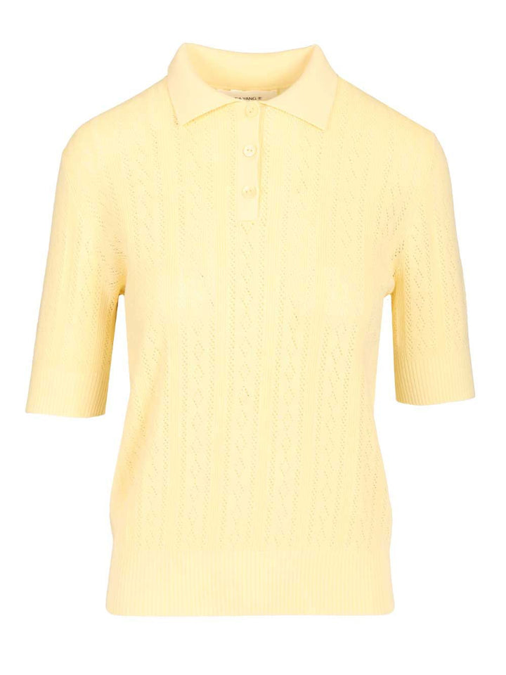 Lisa Yang Cristine Polo Sweater Lace Dimond Openwork Polo shirt - Giallo | 6f4fa664cbc0791c34758c78adbaec61ad967a09