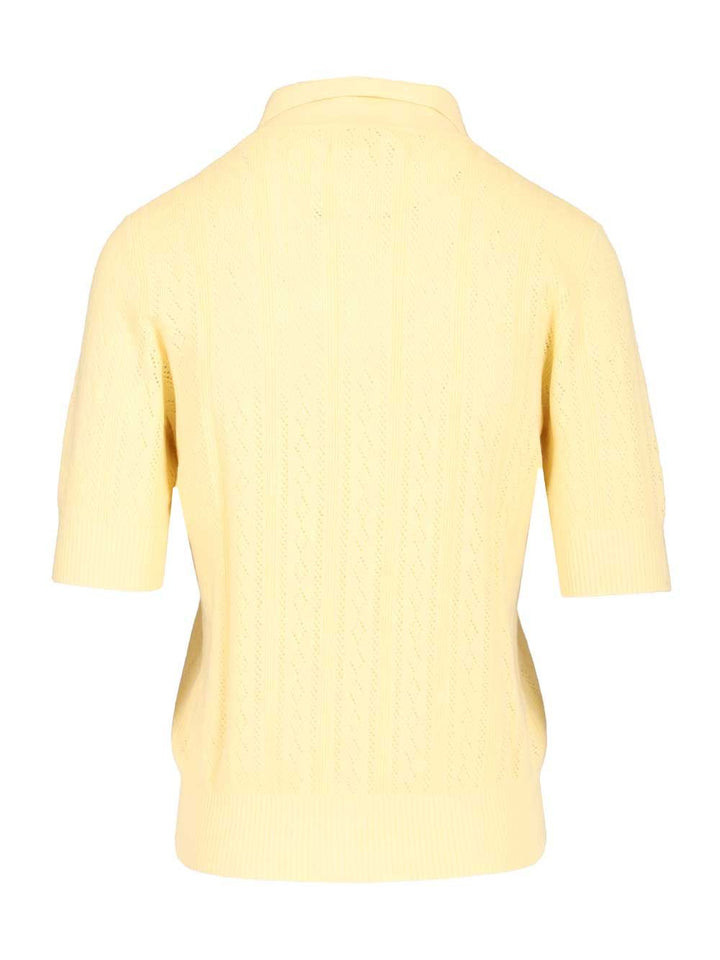 Lisa Yang Cristine Polo Sweater Lace Dimond Openwork Polo shirt - Giallo | 3b85465dee237e1f8edf97ed1aa1c1563219cdb5