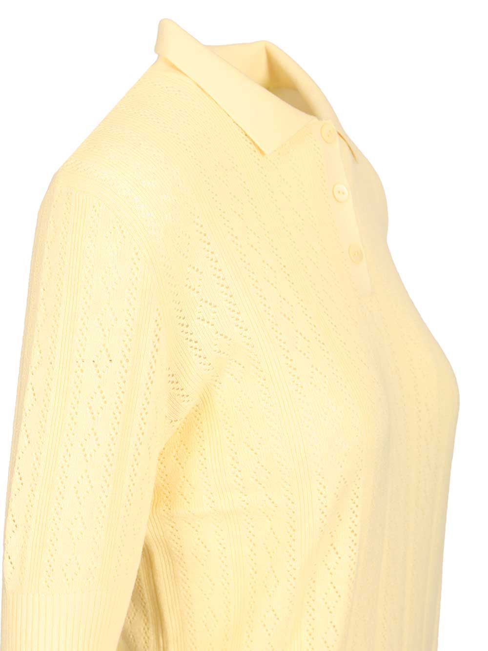 Lisa Yang Cristine Polo Sweater Lace Dimond Openwork Polo shirt - Giallo | d27d1427d98d91f97737e5f592c46b34795e90bc