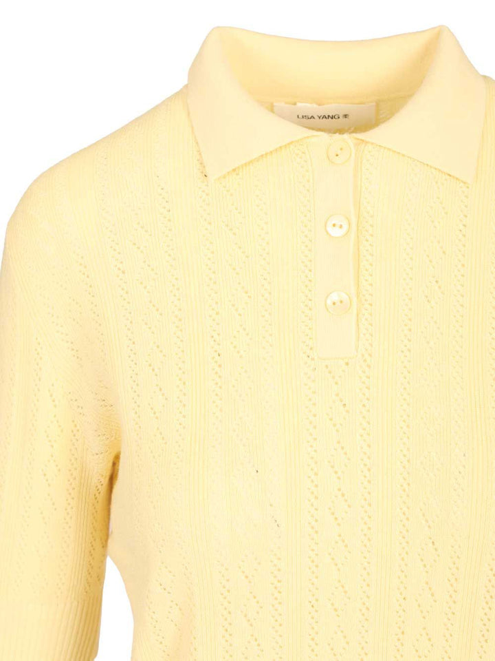 Lisa Yang Cristine Polo Sweater Lace Dimond Openwork Polo shirt - Giallo | 06770865b9ed31edffdf84d331f70d8fd7128c51