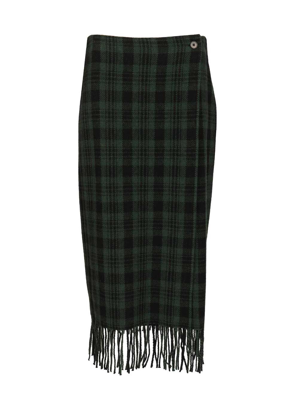 Polo Ralph Lauren Plaid Wool-Blend Wrap Skirt Gonne - Verde | 6bc54e04069e7d19cc2a0145f8229ecffd157fb6
