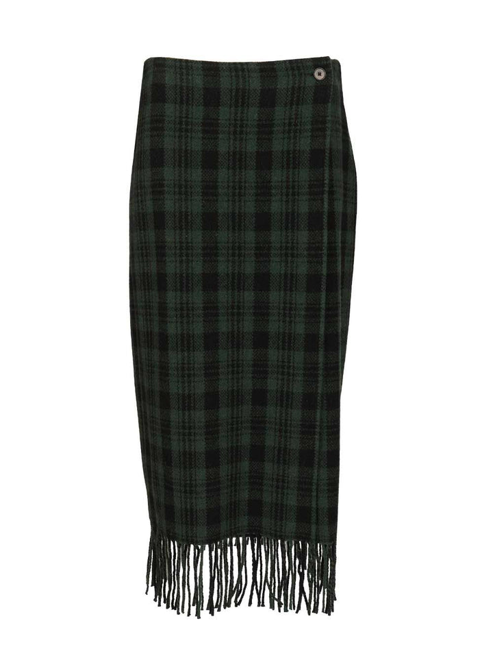 Polo Ralph Lauren Plaid Wool-Blend Wrap Skirt Gonne - Verde | 6bc54e04069e7d19cc2a0145f8229ecffd157fb6
