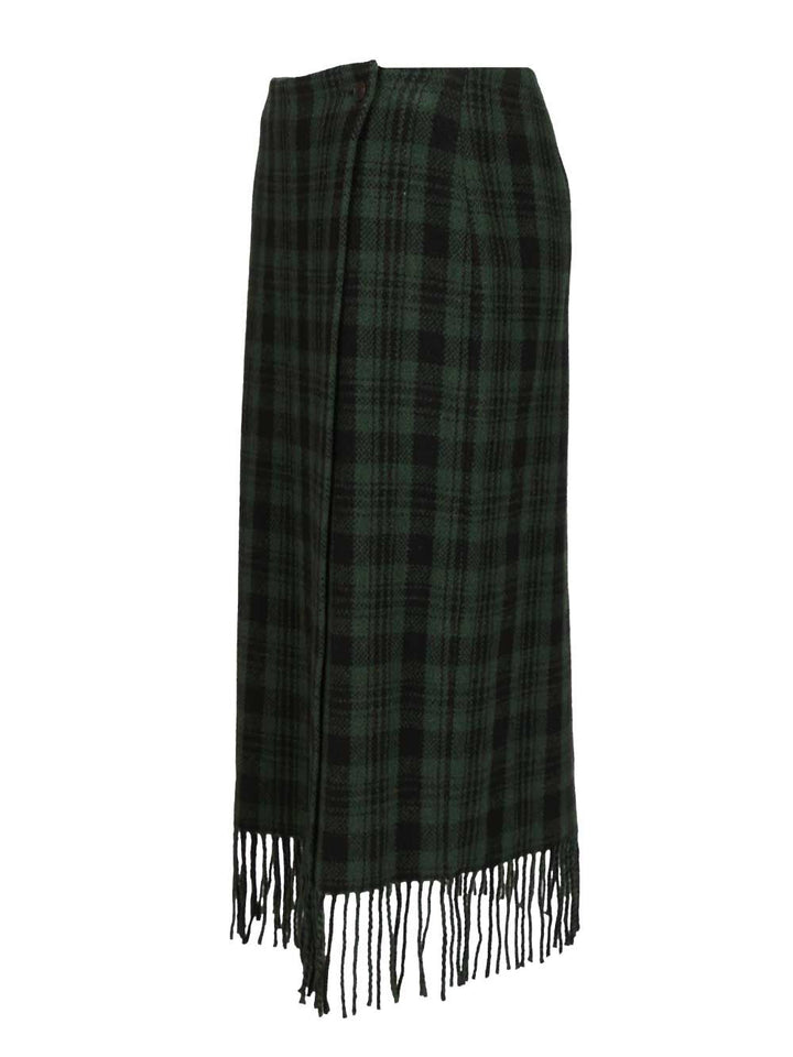 Polo Ralph Lauren Plaid Wool-Blend Wrap Skirt Gonne - Verde | b17d383c4c92f0e5cb372b653db4c07d810a8796