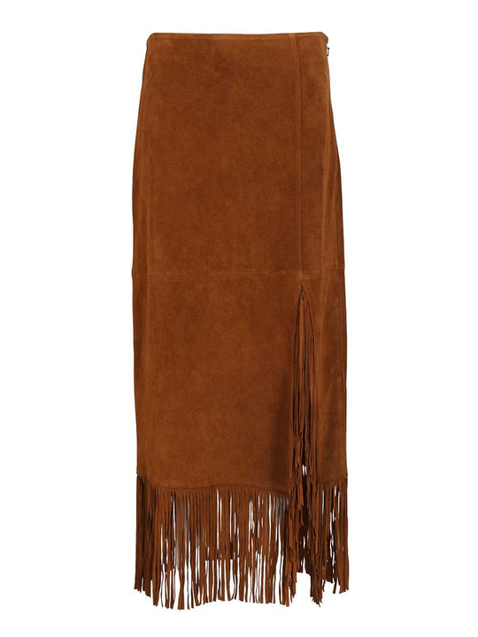 Fringe Skirt Gonne Marrone