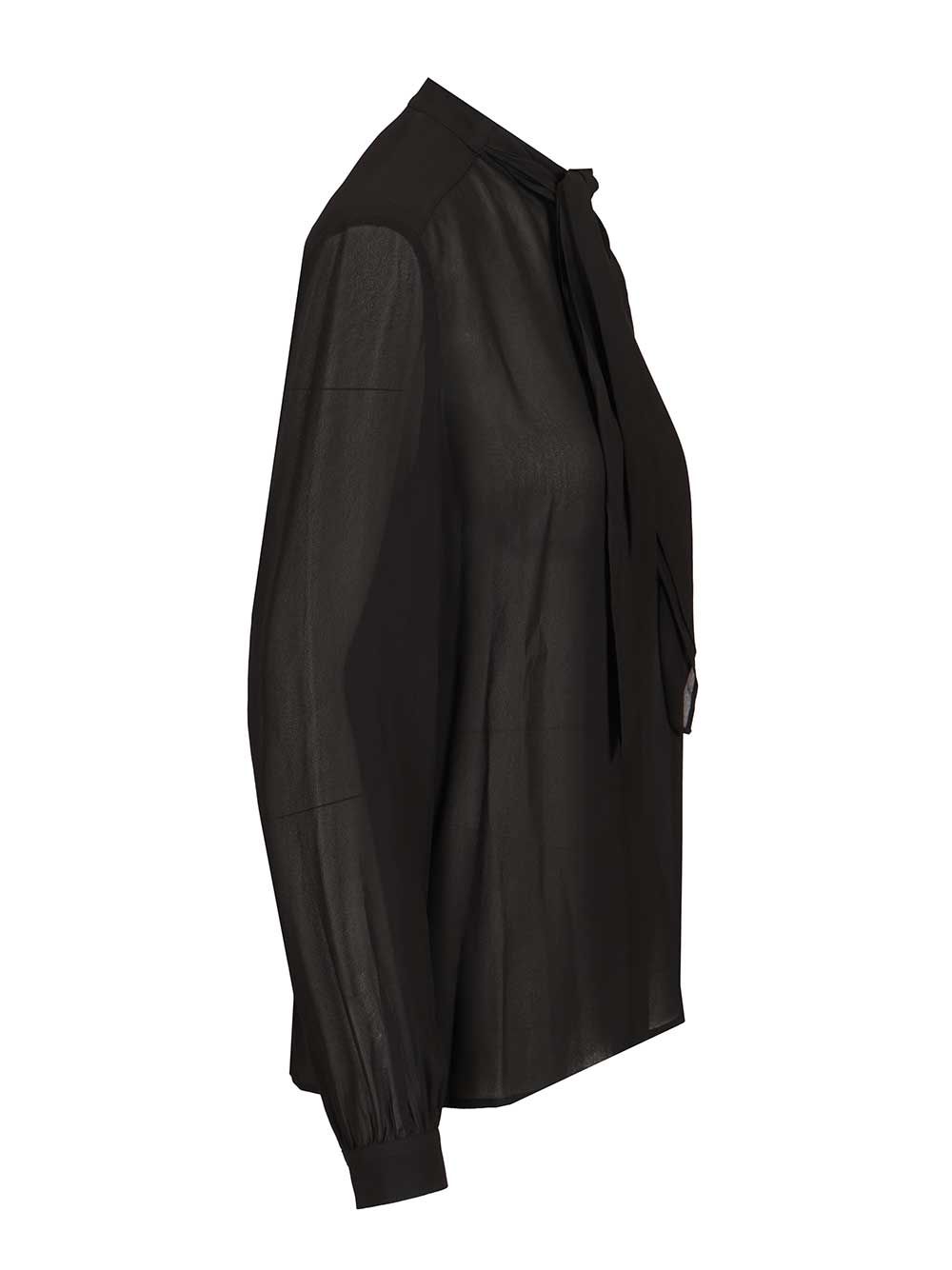 Tory Burch Georgette Bow Blouse Shirts - Nero | 62a75d542bdb8c60b99e833f877525d9572b5ec9