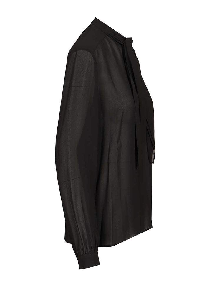 Tory Burch Georgette Bow Blouse Shirts - Nero | 62a75d542bdb8c60b99e833f877525d9572b5ec9