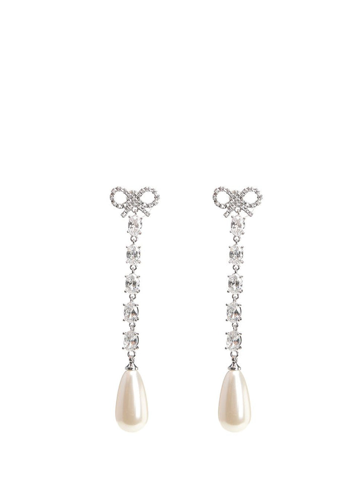 Self-Portrait Bow Pearl Droplet Earrings Gioielli - Silver | bb9fab14afbfb21c5ecaf709789a38531b2b6227