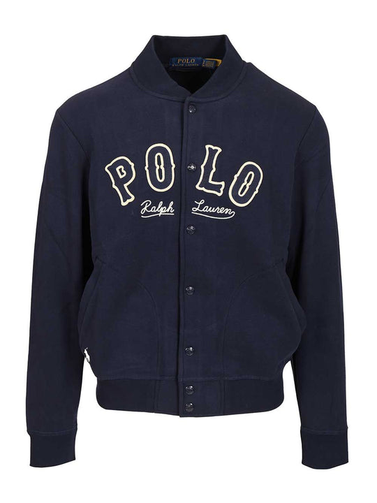 Rl Fleece Western-Logo Jacket Sweatshirts Blu