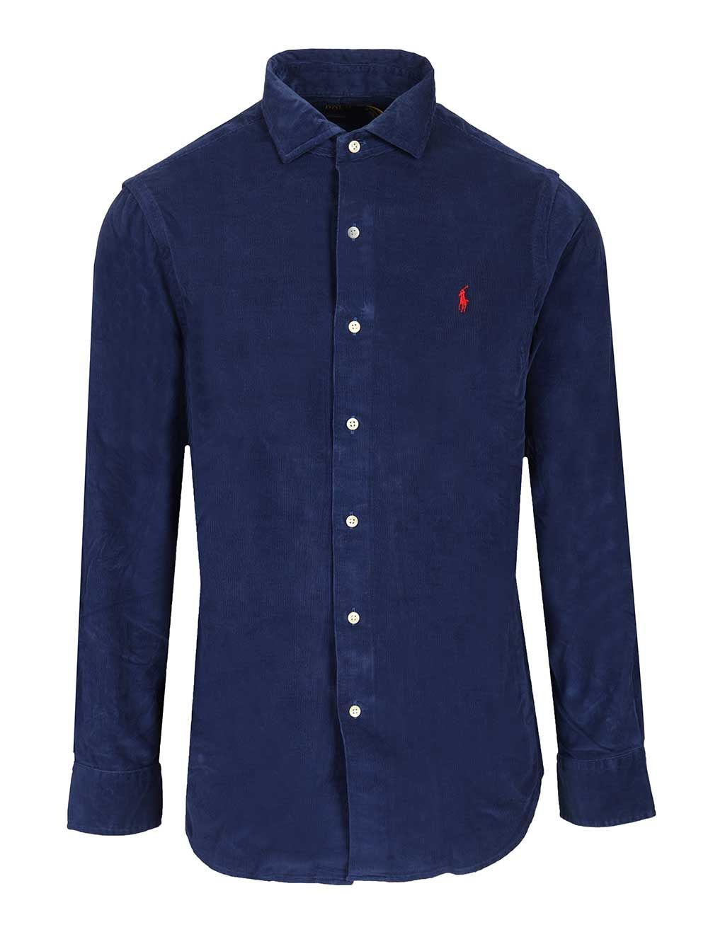 Polo Ralph Lauren Custom Fit Velvet Shirt Shirts - Blu | f42f55d98936cd7e333aec2e2c59041641584c26