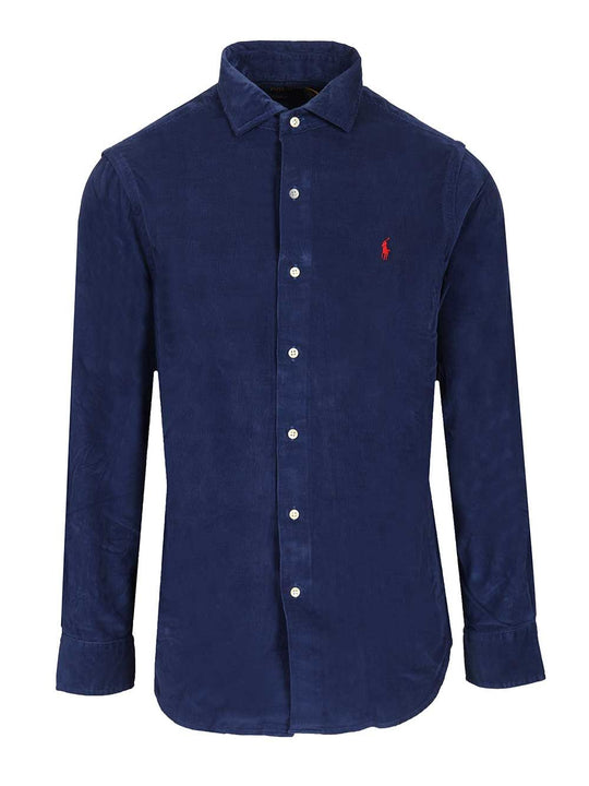 Custom Fit Velvet Shirt Shirts Blu